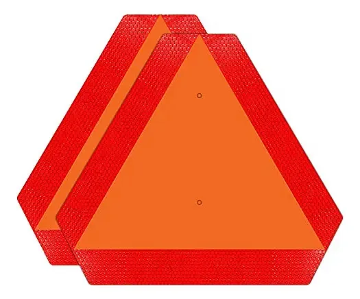 Ignixia Sinal De Veículo Lento (pacote De 02) De Alumínio Sem Ferrugem De 0,5 Mm, Sinais Triangulares De Veículo Lento, 14 X 16 Polegadas, Base Laranja Com Borda