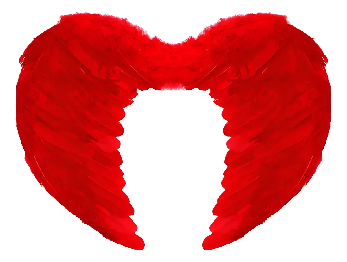Asas de anjo com penas - fantasia de asas 60x40 cor de Halloween vermelha