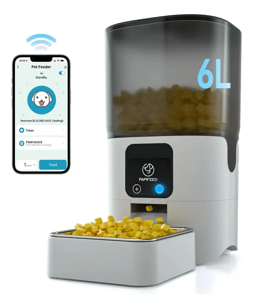 Alimentadores, alimentador, dispensador de animais de estimação, cães, gatos, peixes, pássaros, aplicativos WiFi automáticos, Tuya Smart Life, Alexa e Litros, temporizador infravermelho,...