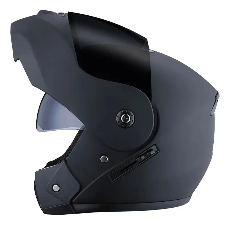 Capacete de motocicleta Echoarmor, capacete de motocicleta, capacetes de motocicleta para homens e mulheres dobráveis modulares com lente antiembaçante HD Certificates Dot Matte Black 393 M (57-58 cm)