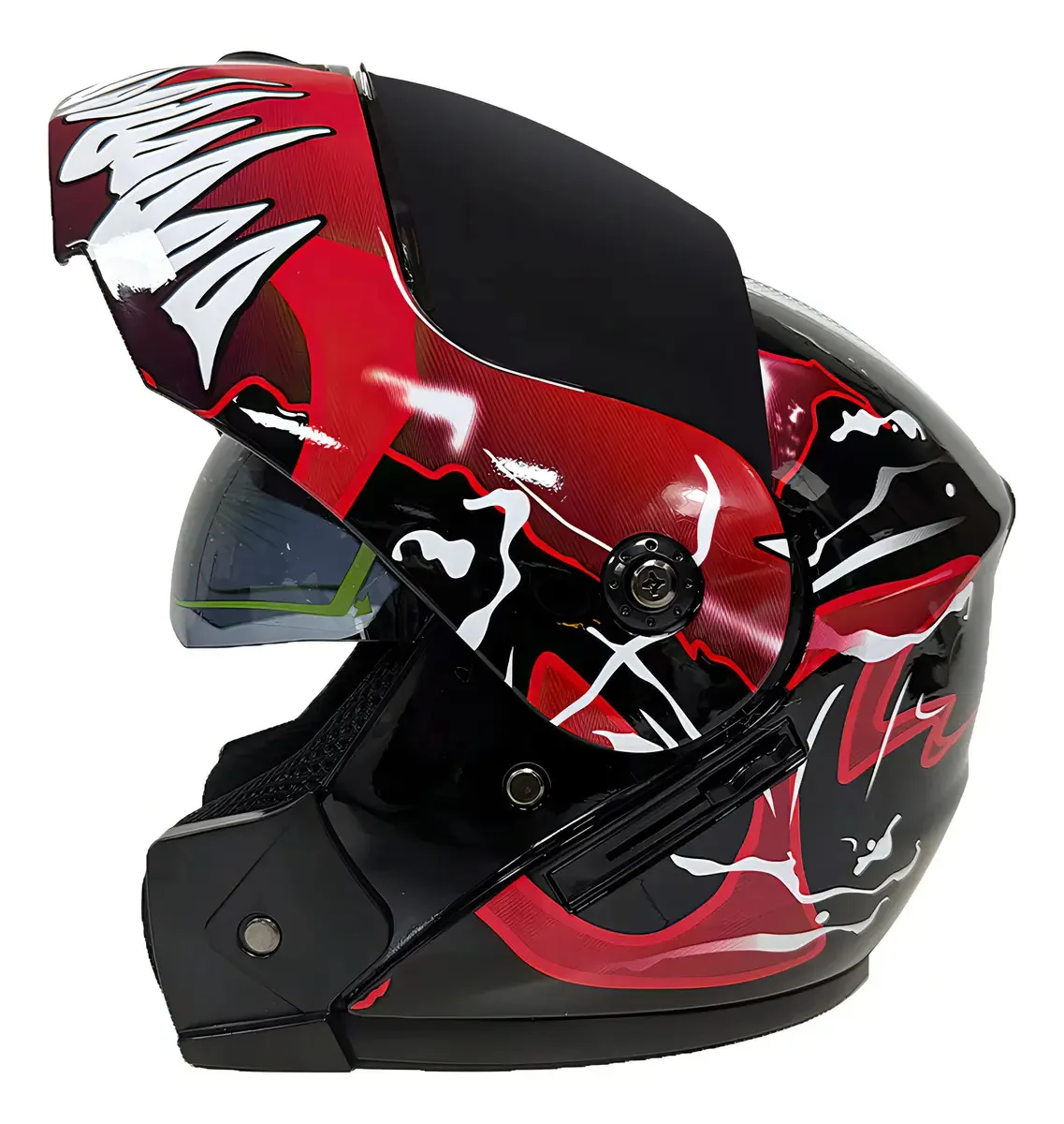 Capacete de motocicleta Echoarmor, capacete de motocicleta, capacetes de motocicleta para homens e mulheres dobráveis modulares com lente antiembaçante HD certificada Dot 393 Red S (55-56 cm)