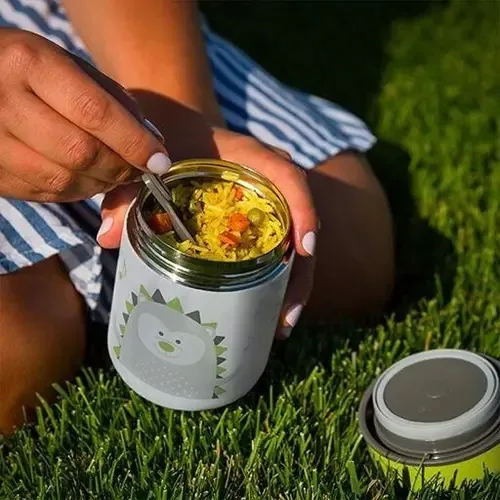 Recipiente térmico para bebês com colher e Boul Lime Bbluv