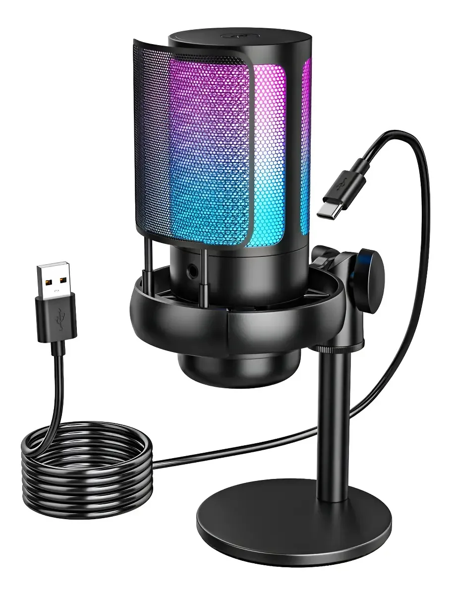 Microfone Condensador Me6s Preto Usb-c Com Rgb Monitoramento