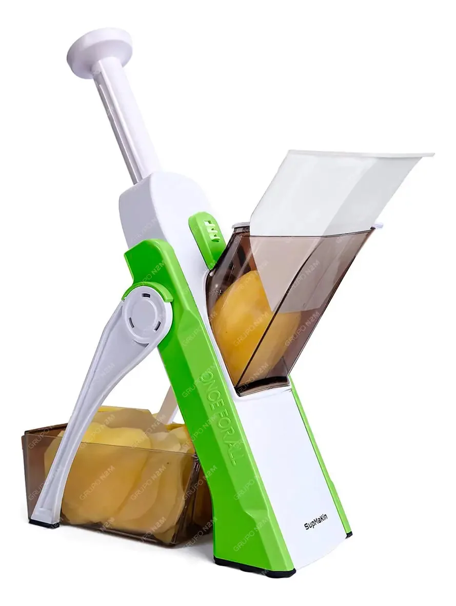 Cortador de vegetais de bandolim vertical de 4 cortes branco/verde
