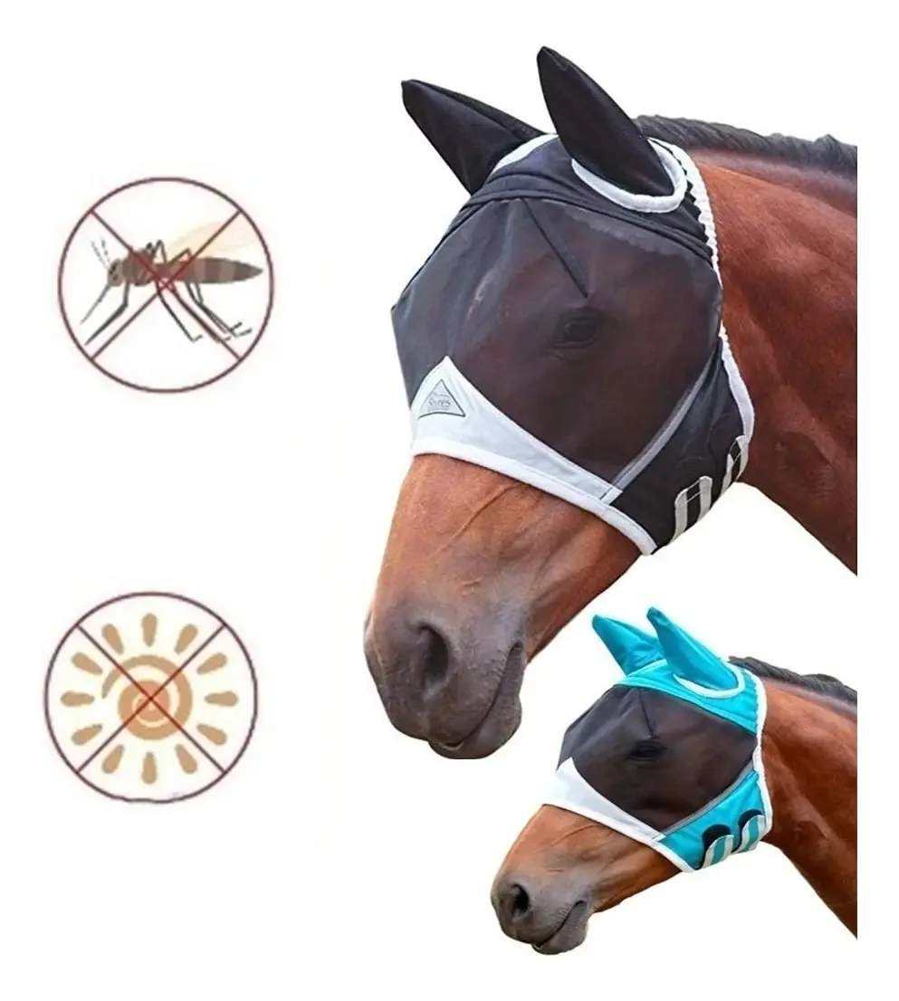 Máscara anti-mosca para cavalos com orelhas