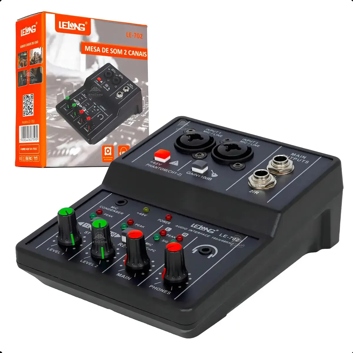 Mini Mesa De Som 2 Canais Lelong Le-702