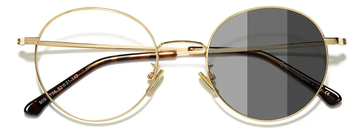Lentes redondas para computador - Lentes de luz azul - Moldura dourada - Lentes fotocrômicas