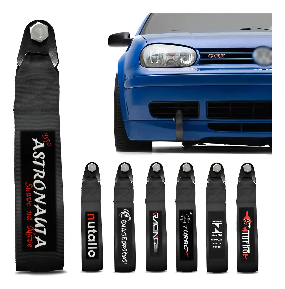 Tow Strap Hook Cinta Para Reboque Fita Esportiva Tuning Cor Cor Preto Com Bordado Suave Na Nave