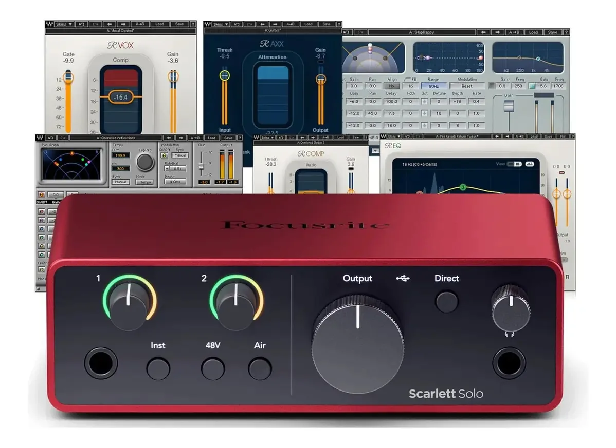 Interface de áudio USB Focusrite Scarlett Solo Generation 4 Y Pa