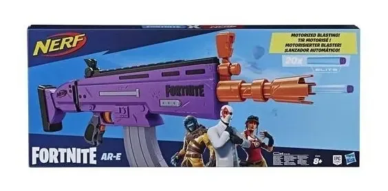 Pistola de lançamento de dardos roxa motorizada Nerf/Fortnite Ar-e