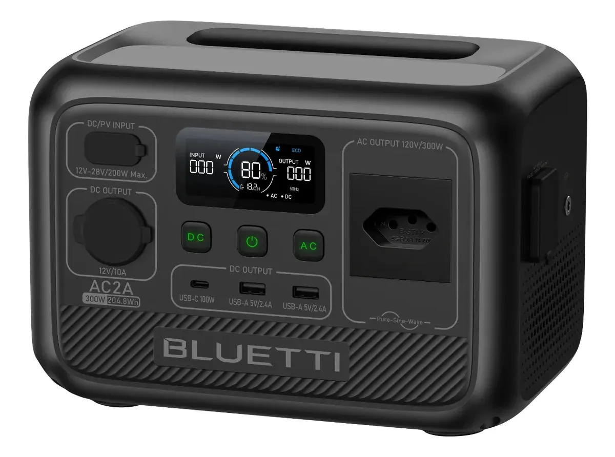 Bluetti Ac2a 204wh/300w Estação De Energia Portátil - 110v