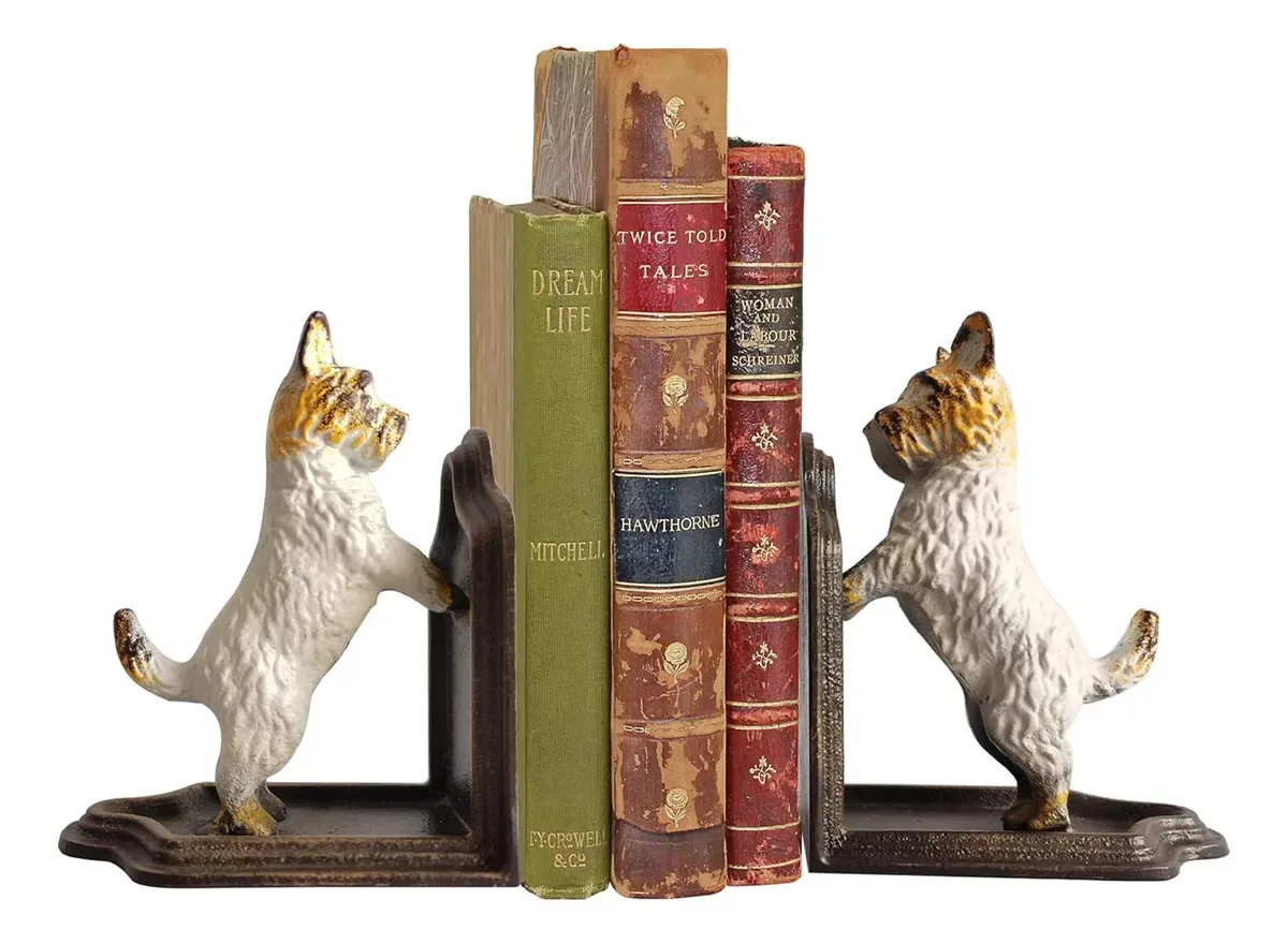 Suportes de livros escultóricos em ferro fundido para branco