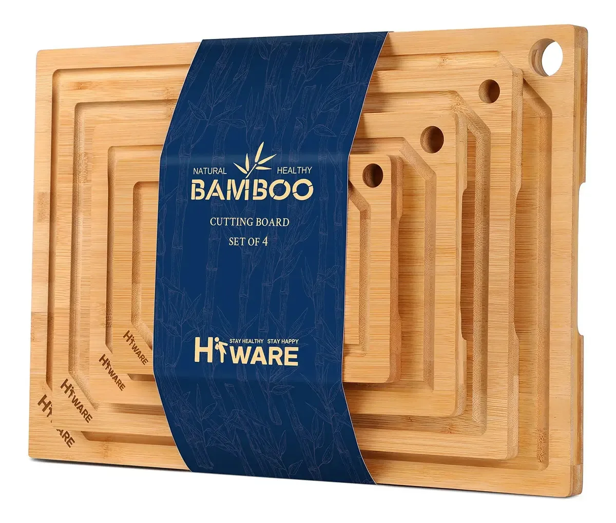 Conjunto de 4 tábuas de corte de bambu extra grandes
