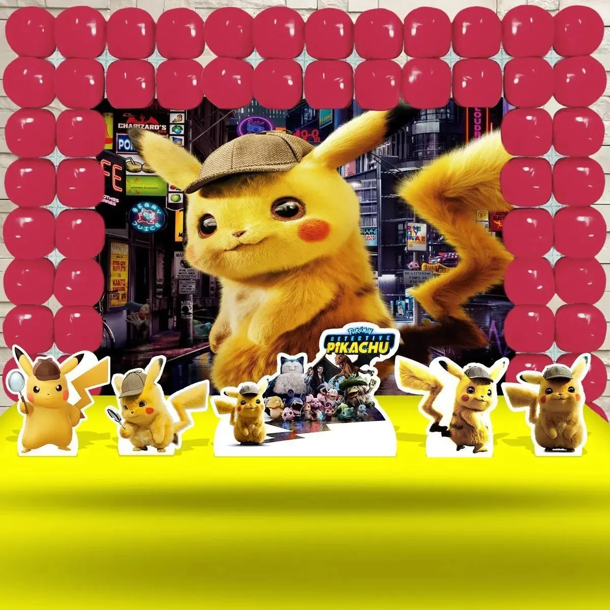 Festa Aniversário Detetive Pikachu Cenários Kit Ouro