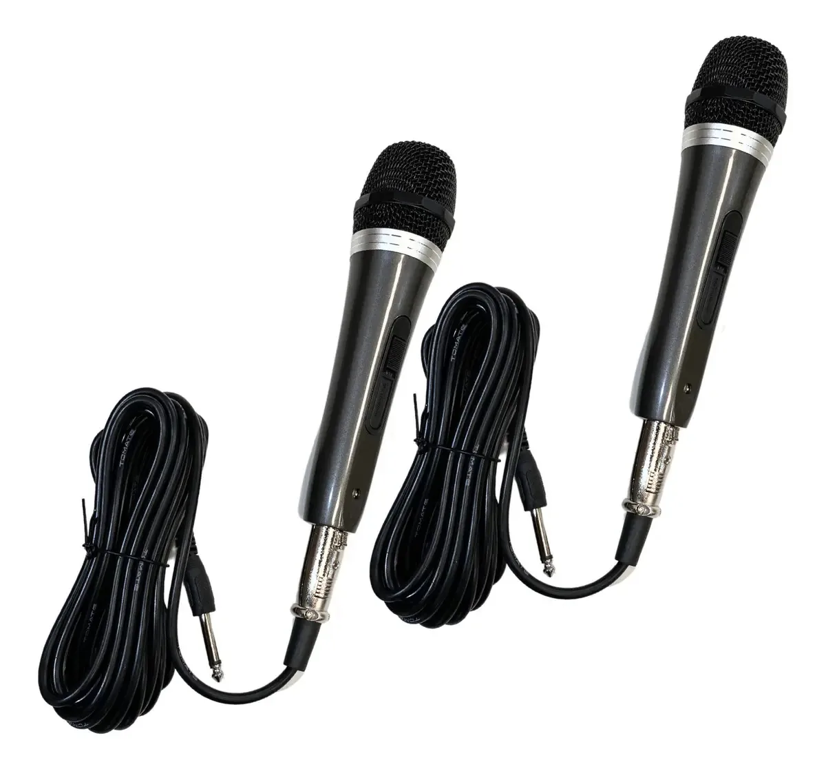 2 Microfones Com Fio Cabo Grande Conexão P10 Dinâmico Compativel Mesa E Caixa De Som Igreja Karaoke