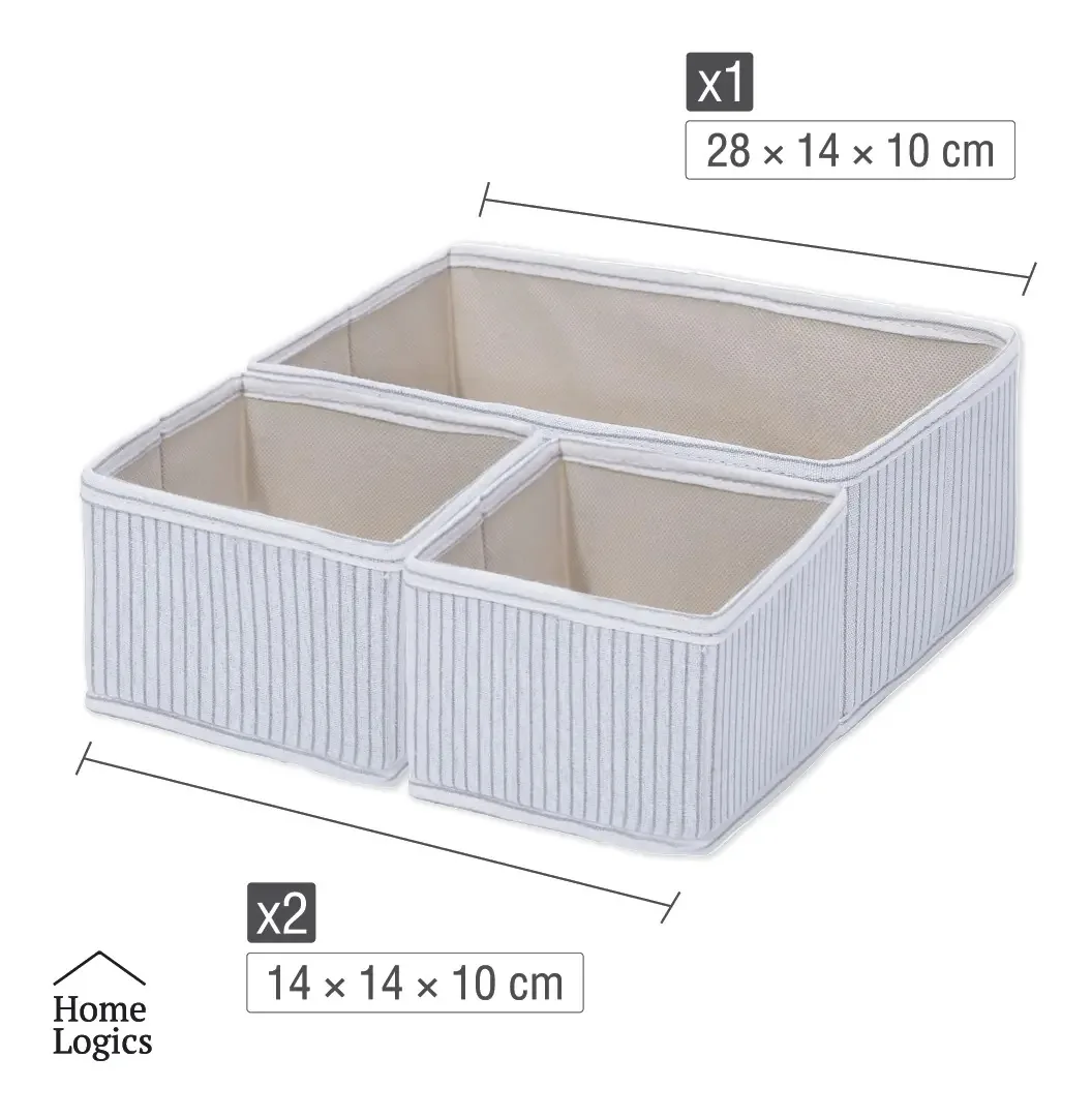 Conjunto de 3 organizadores de gavetas dobráveis Home Logics - branco