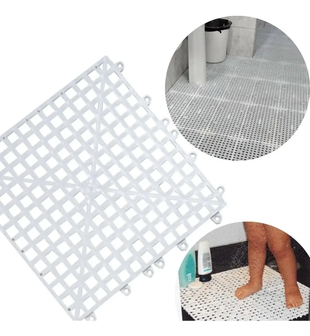 Piso Tapete Antiderrapante Piscina Banheiro 01 Metro Branco