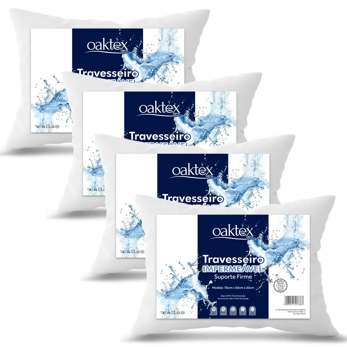 Kit C/4 Travesseiros Antialérgico Impermeável 50x70 Lavável