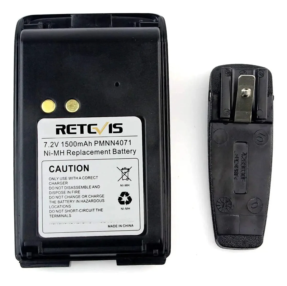 Bateria Retevis Walkie Talkie com clipe de cinto Ni-MH 1500mah Bateria recarregável de 7,2 v para walkie talkies Motorola PMNN4071ar Mag One Bpr40 A8 (1 pacote)