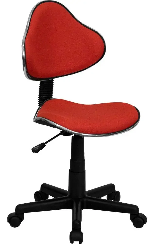 Cadeira de tarefas ergonômica com detalhes cromados, cor vermelha