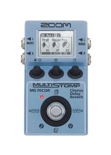Zoom MS-70cdr - Pedal de efeitos de guitarra Multistomp, efeitos de refrão, delay e reverberação, tamanho de piso único, 86 efeitos integrados, afinador