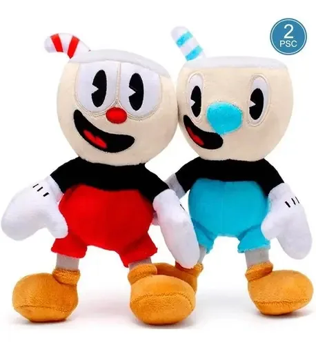 Boneca de pelúcia Cup Head Mugman, 2 peças, para crianças
