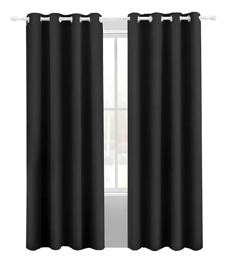 Qilay Cortina Microfibra Cortina Lisa de 2.14m x 2.64m cor preto - unidade de 1