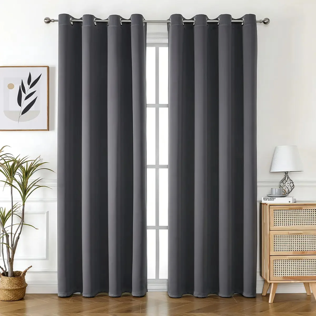 Qilay Cortina Microfibra Cortina Lisa de 2.14m x 2.64m cor cinza - unidade de 1