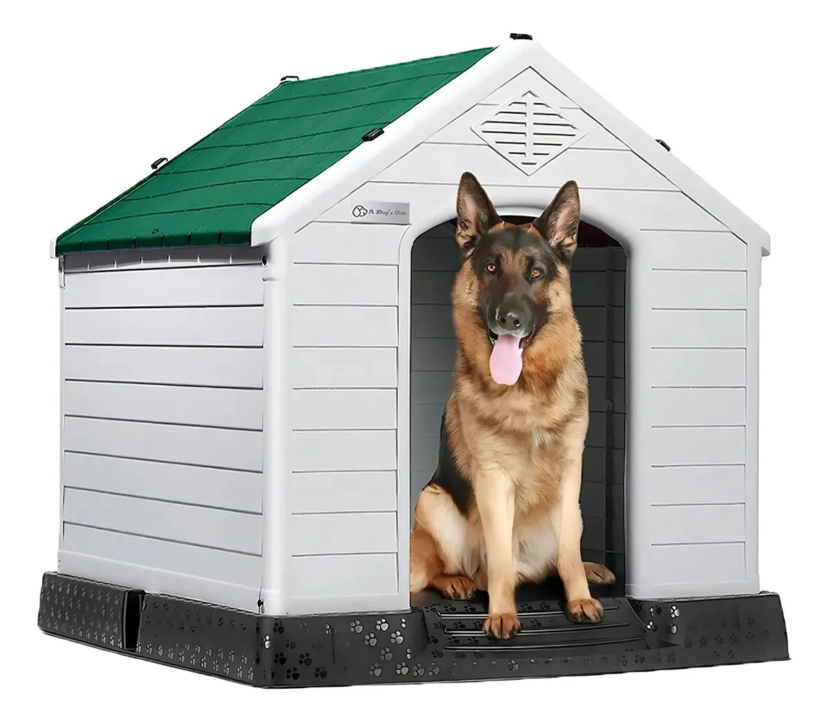Casa térmica de plástico ao ar livre de raça grande, 97 cm, cor verde