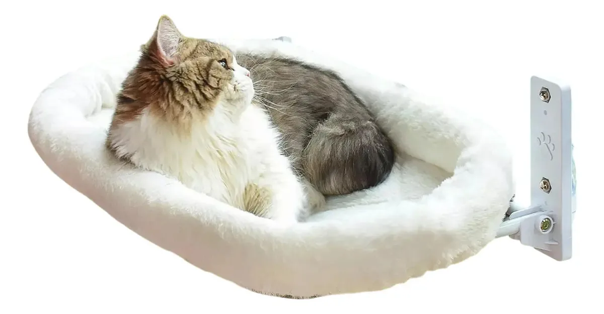Camas suspensas dobráveis e laváveis para gatos, brancas
