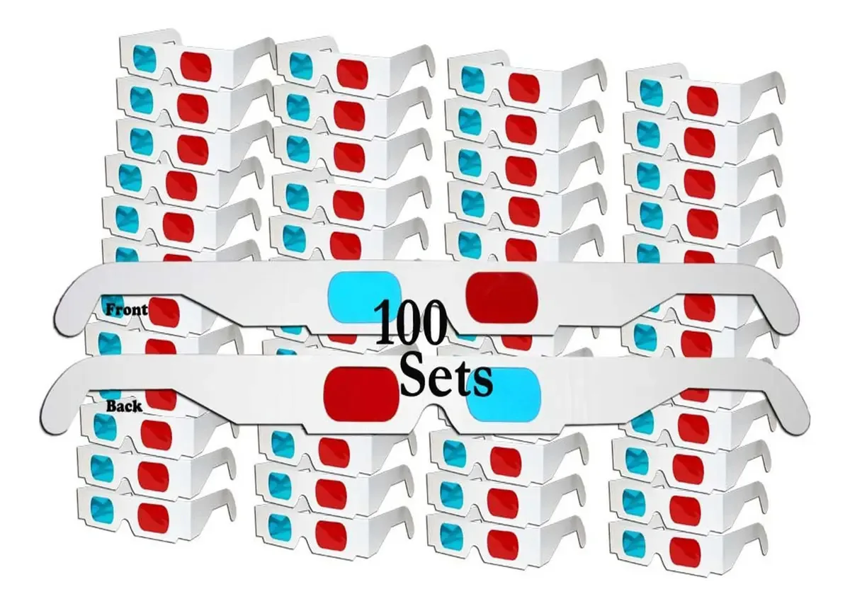 100 lentes anáglifas, óculos 3D, videogame, papelão, TV, cinema