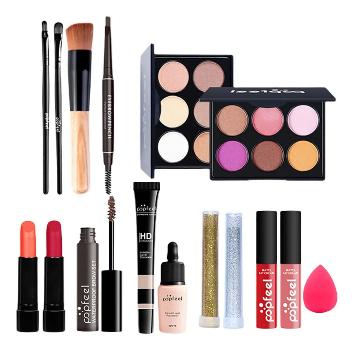 Kits de Maquiagem Adulto Dalian - Cosméticos Para Mulheres - Kit de Maquiagem de 16 Peças com Pincel de Maquiagem Conjunto Tudo-em-Um para Mulheres Iniciantes e Meninas