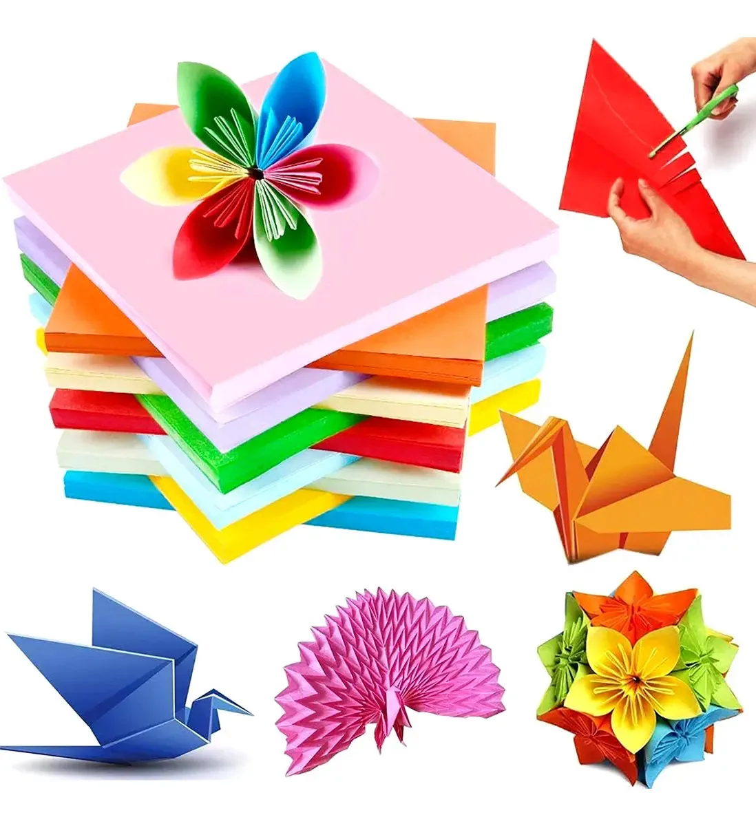 Folhas coloridas tamanho carta 600 folhas, folhas de papel de alta qualidade para artes e ofícios, pacote de 10 cartões com papelão de cores diferentes, 21x29,7 cm