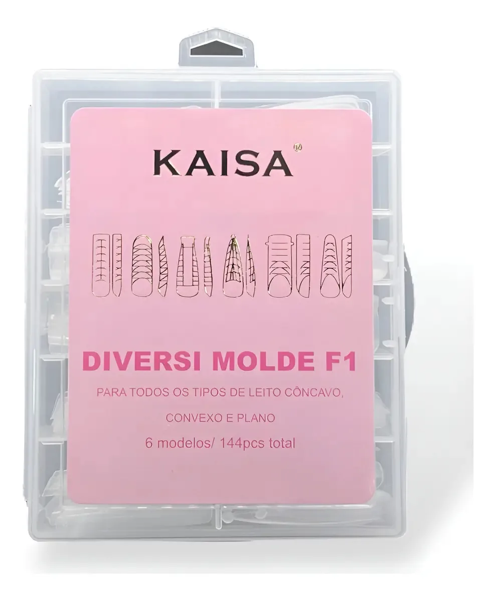 Molde F1 Transparente Kaisa 144 Peças 6 Modelos Unhas Acrílico