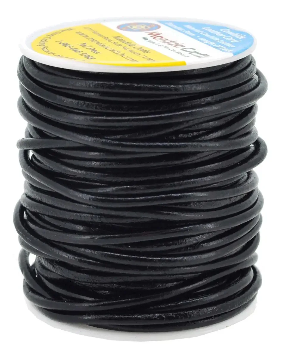 Cordão de couro bovino natural para joias e tranças