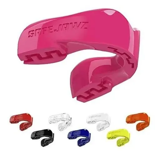 Protetor Bucal Safejawz para Adultos e Crianças para Esportes de Contato, Incluindo Rugby, MMA, Artes Marciais, Kickboxing, Judô, Hóquei e Boxe (Adulto (12+ Anos), Rosa)