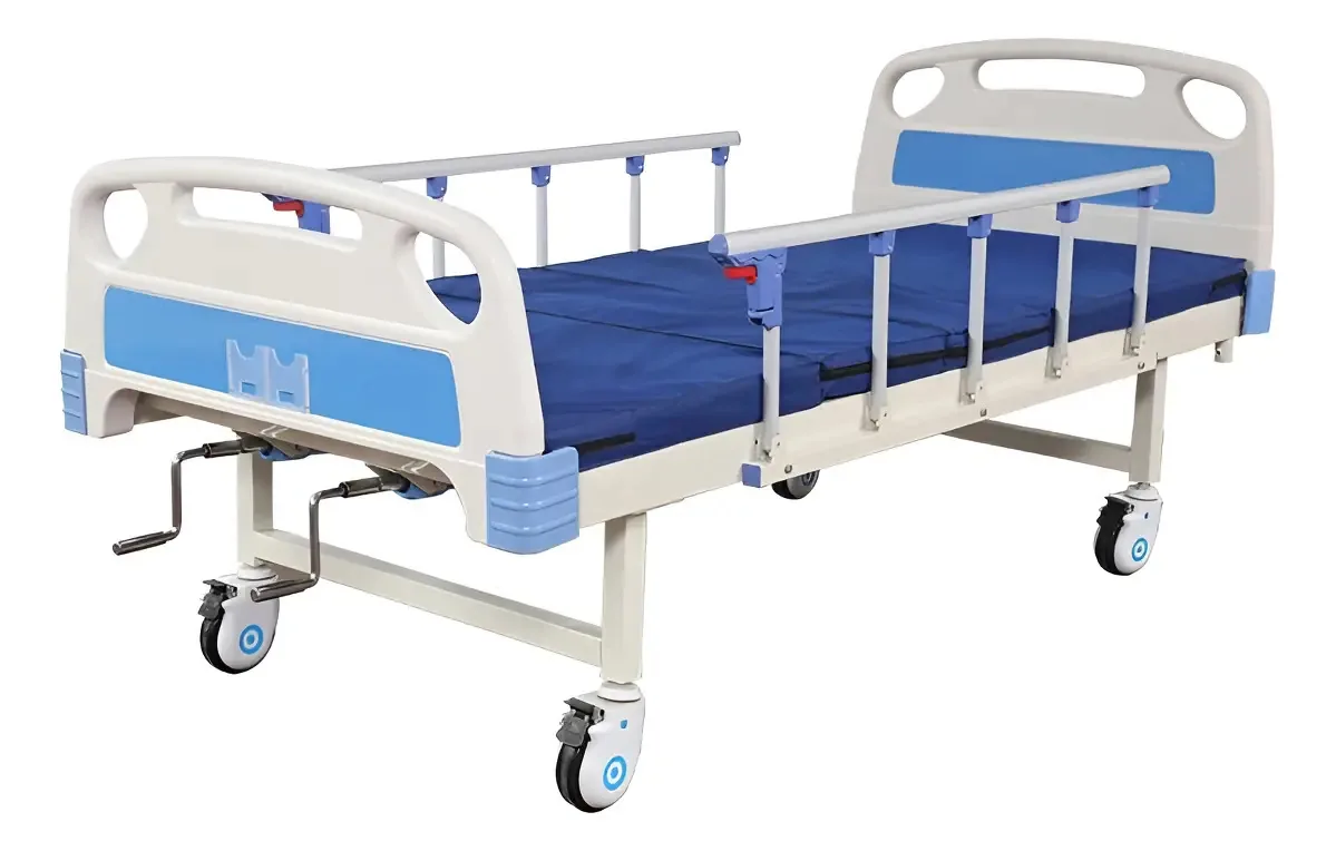Cama clínica manual + colchão branco