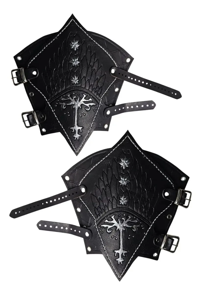 Par Braceletes Couro Preto O Senhor Dos Anéis Cosplay
