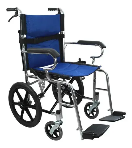 Cadeira de rodas econômica dobrável leve Linium, cor azul