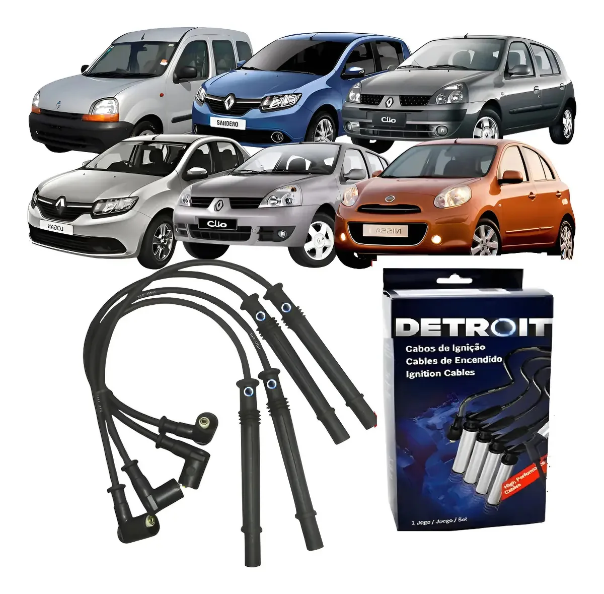Cabo De Vela Ignição Sandero Logan Kangoo Clio 1.0 16v Cor Preto
