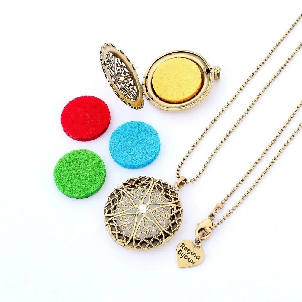 Colar Difusor Aromaterapia Regina Bijoux Cor Dourado-escuro