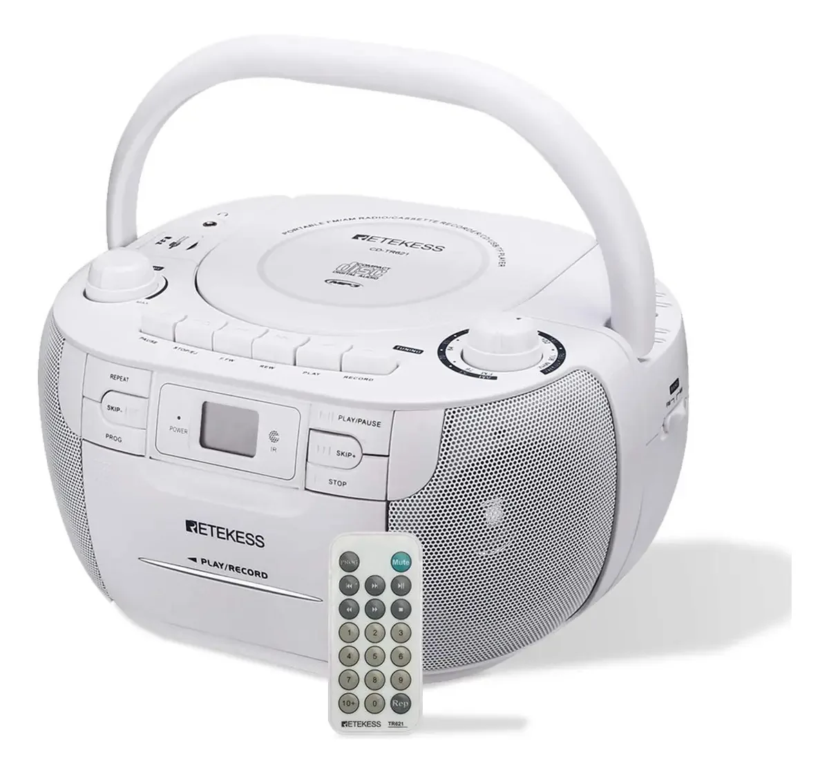 Retekess TR621 CD Cassete MP3 Player Portátil USB Branco