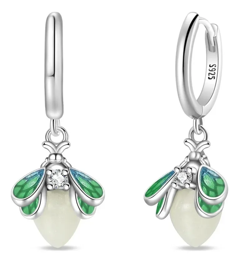 Brincos de prata esterlina S925 com brincos Firefly