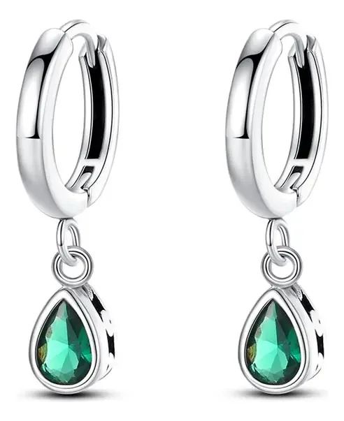 Brincos de prata esterlina S925 com brincos verdes