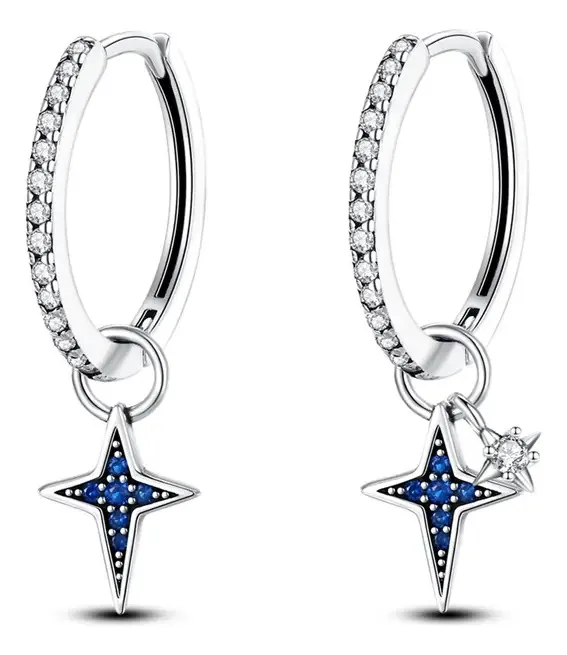 Brincos de prata esterlina S925 com brincos de estrela