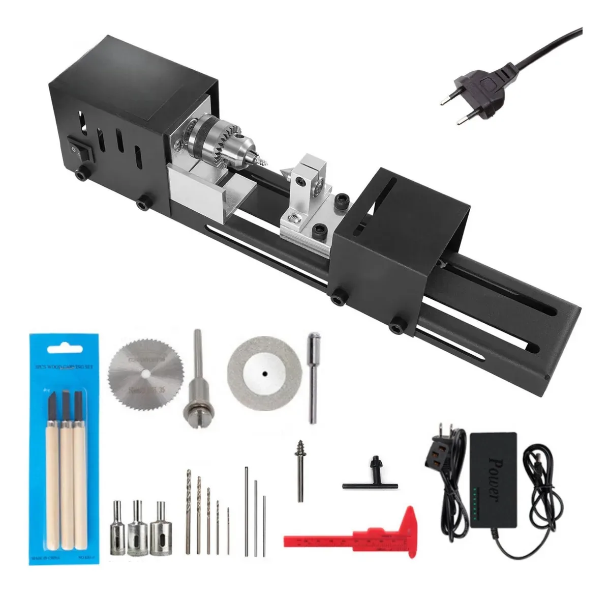 Kit De Mini Torno Para Madeira 7 Velocidade
