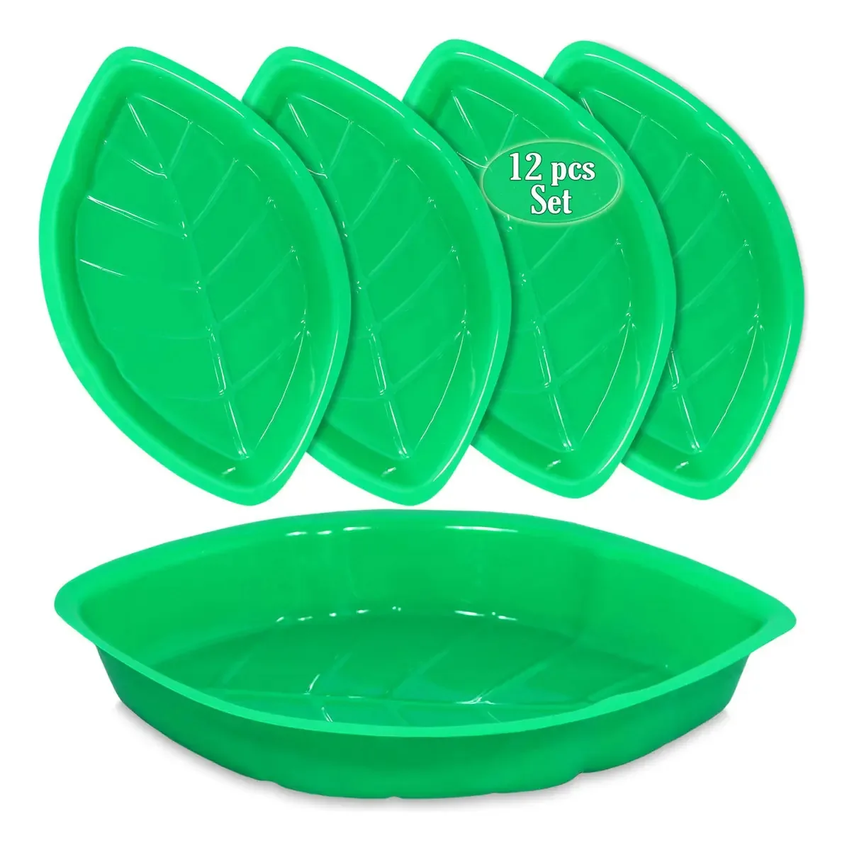 Bandejas de servir Palm Leaf | 12 bandejas Hawaia em cor verde