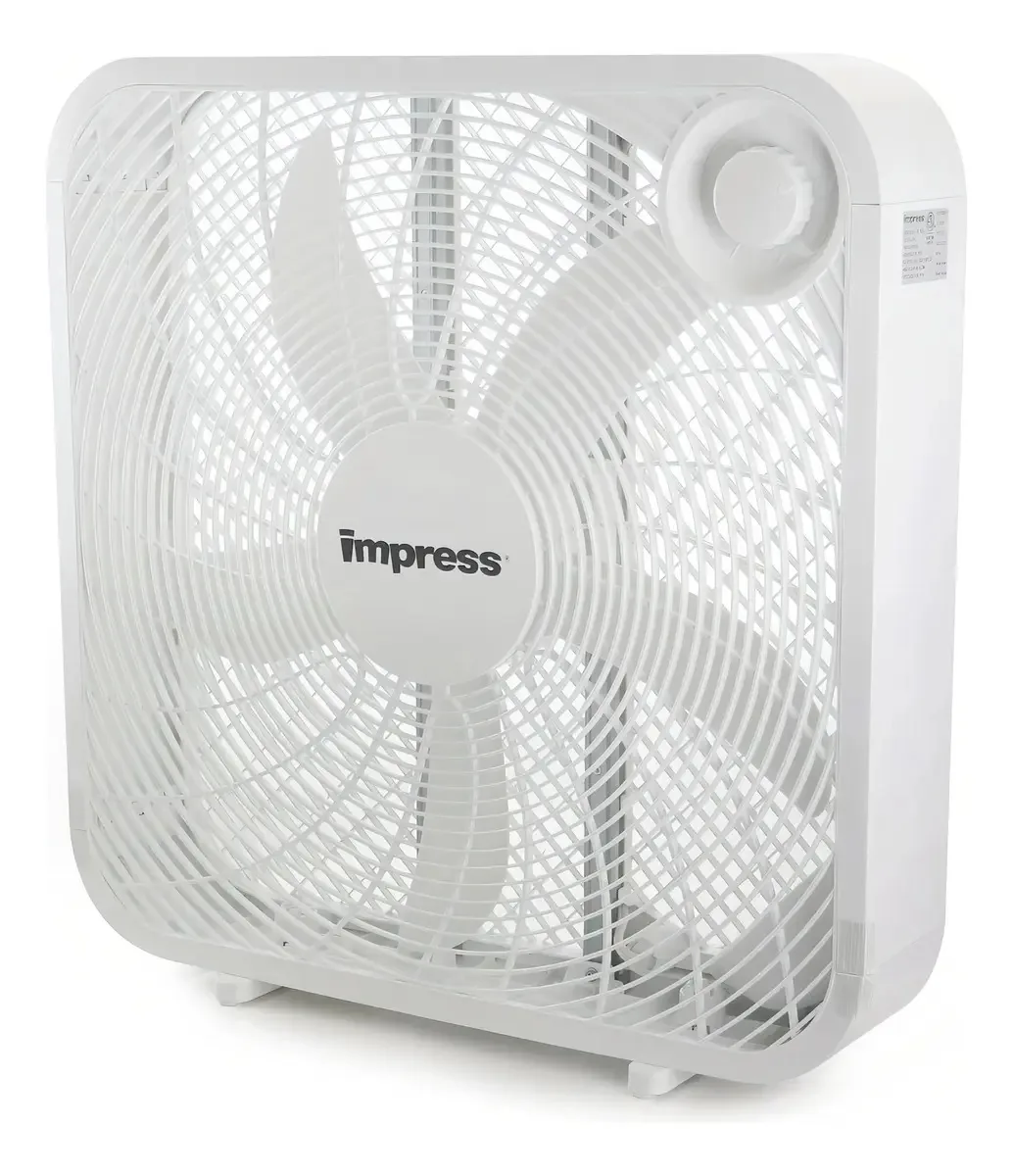 Impress Fan Powerful Box 20 polegadas e 3 velocidades Número de lâminas: 5 estruturas, lâminas brancas, diâmetro branco, 20 lâminas, material plástico