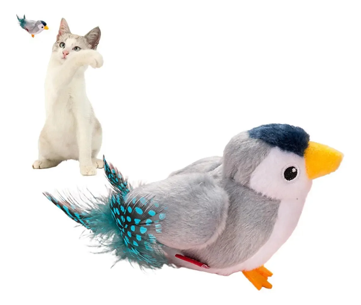 Brinquedo eletrônico Sritob para pássaros e gatos - Brinquedos interativos para gatos domésticos - Brinquedos fofos para gatos, uma presa segura para ambientes fechados, estimulam o interesse de