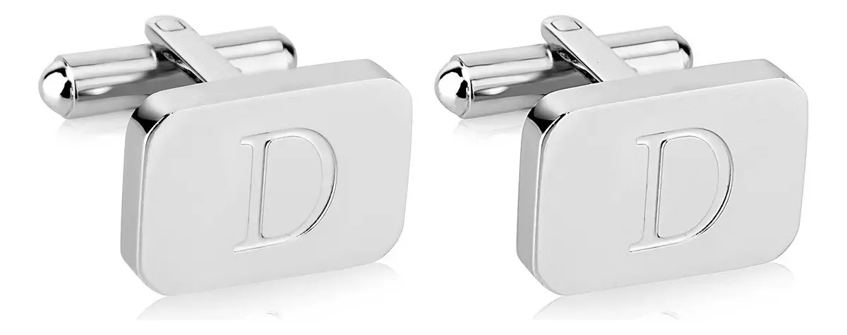 Abotoaduras de aço inoxidável Lux & Pair com inicial gravada